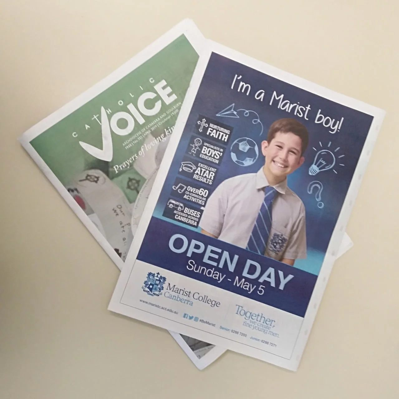 Catholic Voice Full Page Advertisement Promoting Marist College Open Day 2019