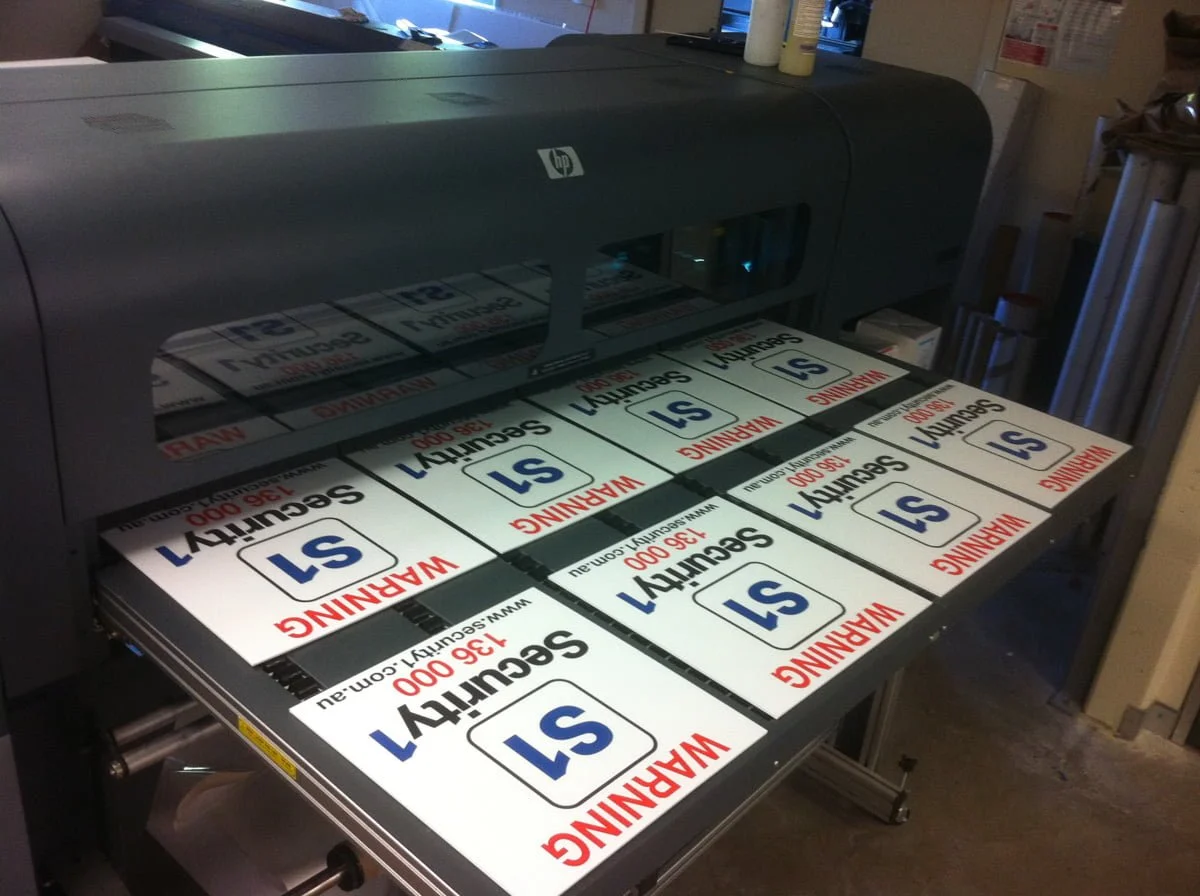 Corflute signage being printed