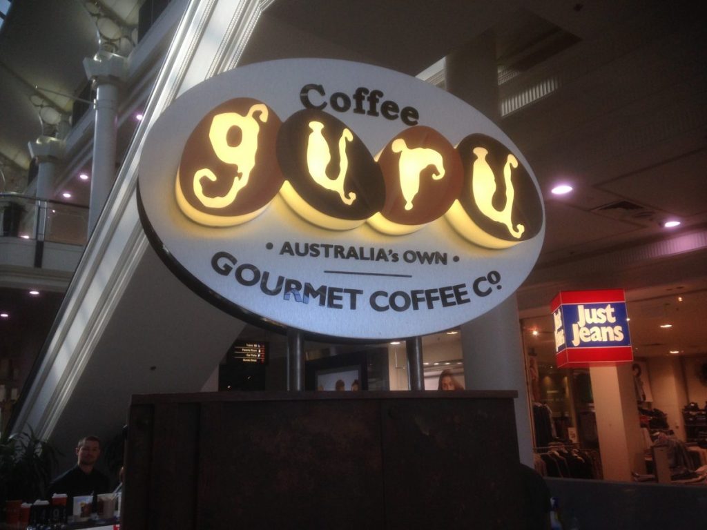 Custom 3D Illuminated Lightbox for Coffee Guru Canberra Centre Custom 3D Illuminated Lightbox for Coffee Guru Canberra Centre