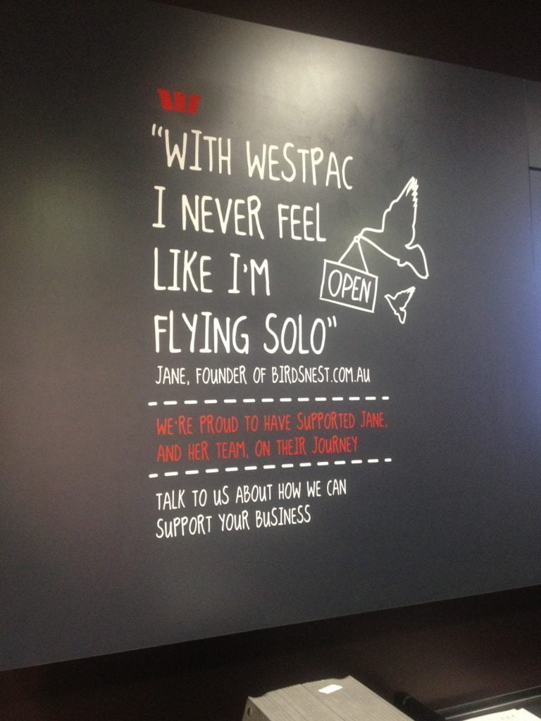 Custom Wall Text Canberra westpac signage
