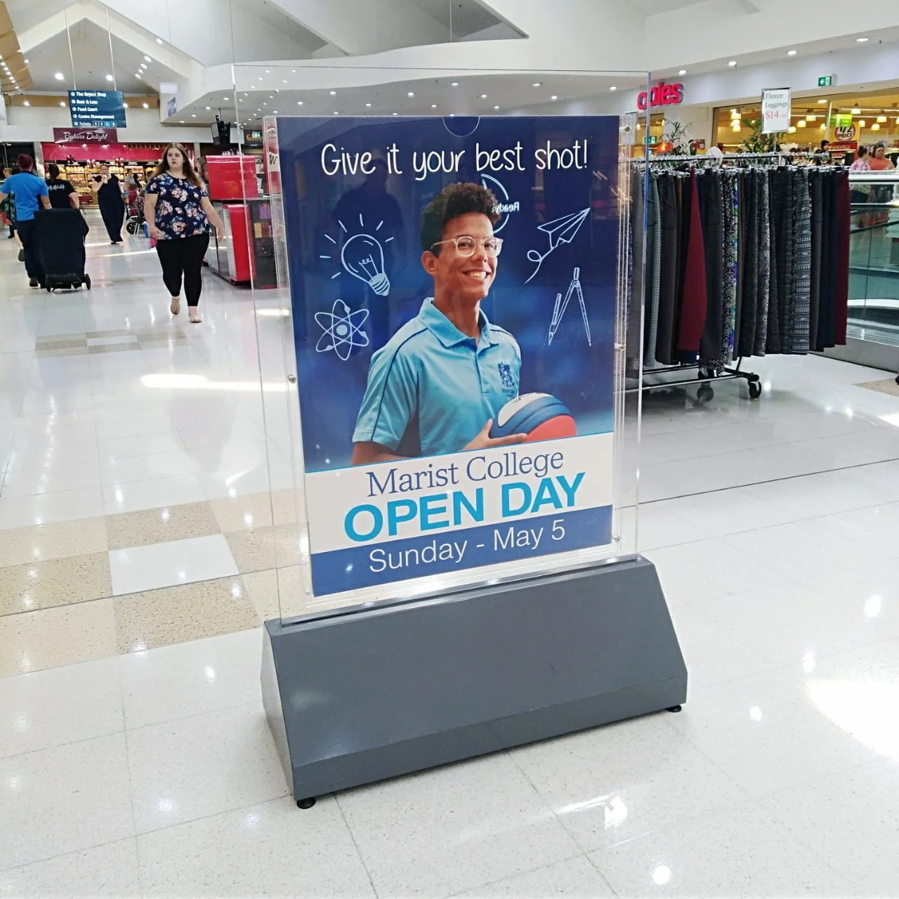 Shopping Centre Poster Promoting Marist College Open Day 2019