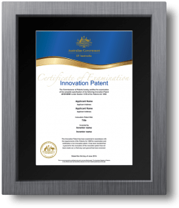 Innovation Patent Certificate Silver with black frame