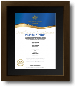Patent Certificate with black frame
