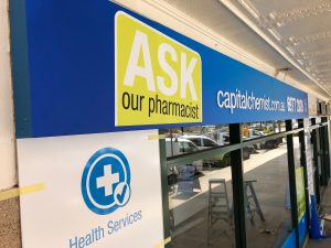 Capital Chemist shopfront signage