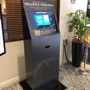 Hellenic club custom acrylic display stand