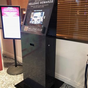 Hellenic club custom acrylic display stand